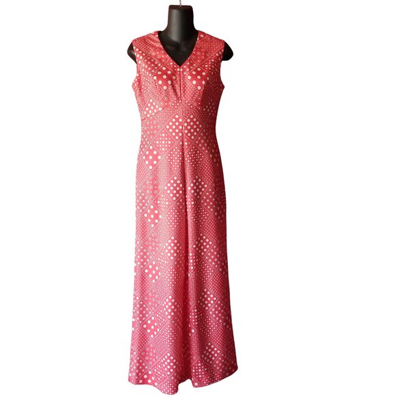 Womens S Vinage 70s Handmade 1 Piece Orange Polyester Jumpsuit Jumper 1970s - Picture 1 of 8